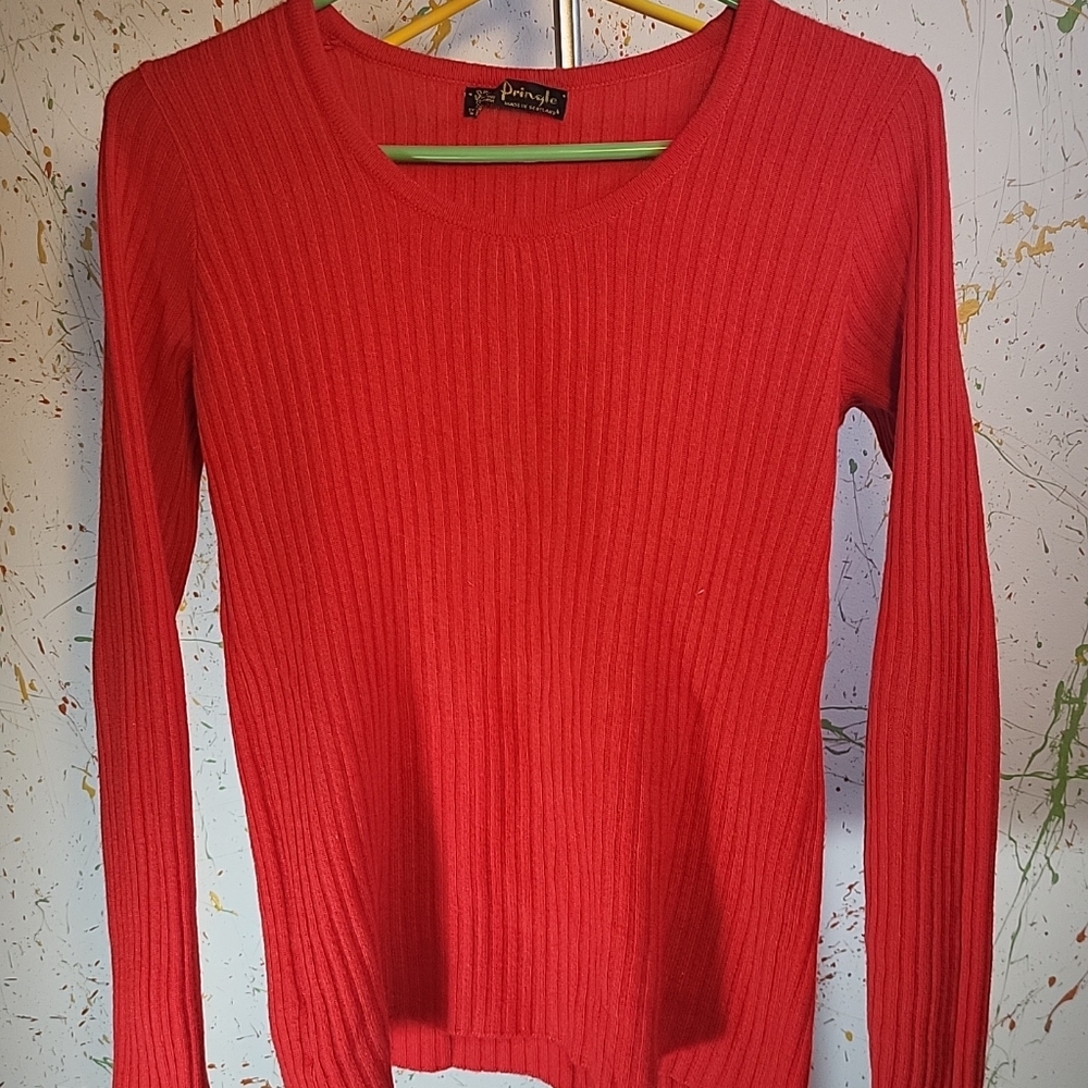 Pringle of Scotland 100% cashmere sweater red  Size 36 scotland made